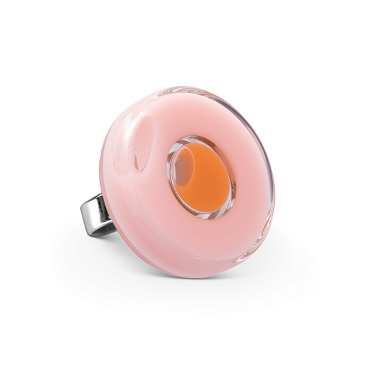 glas ring licht roze medium duo - cadeau van Kado in Huis