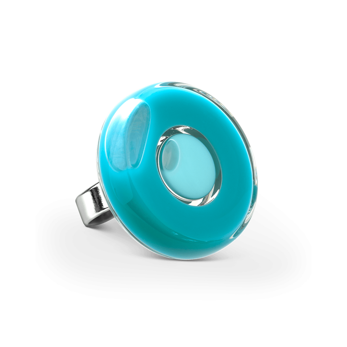glas ring turquoise medium duo - cadeau van Kado in Huis