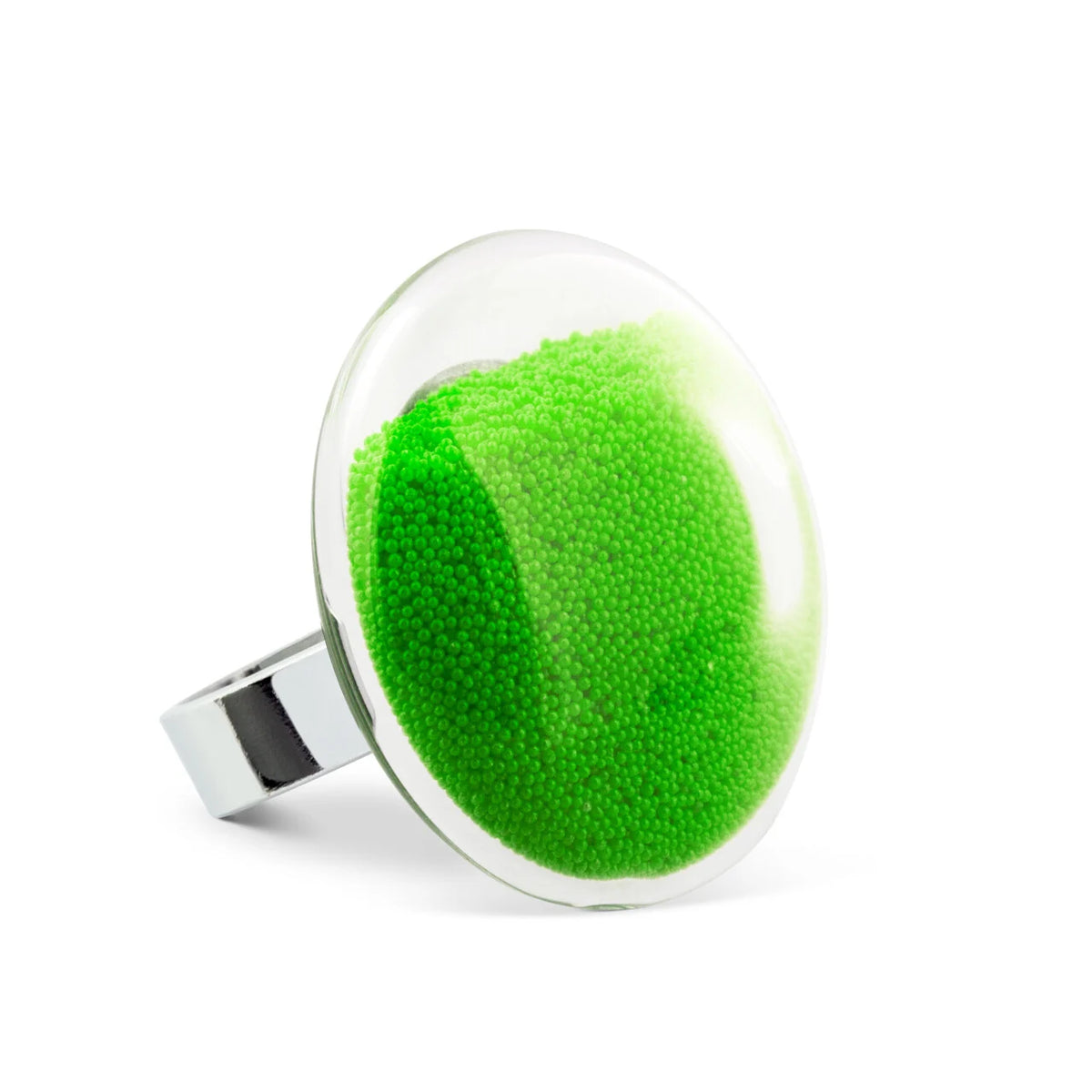 Pylones glazen ring Galet Medium Billes Groen handgeblazen verstelbare ring met groene kraaltjes