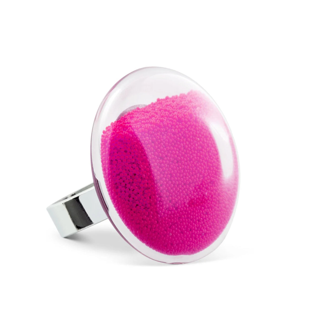 Pylones glazen ring Galet Medium Billes Roze handgeblazen verstelbare ring met roze kraaltjes