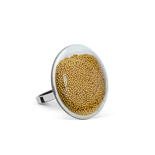 glazen ring mini  gouden kraaltjes Galet - cadeau van Kado in Huis