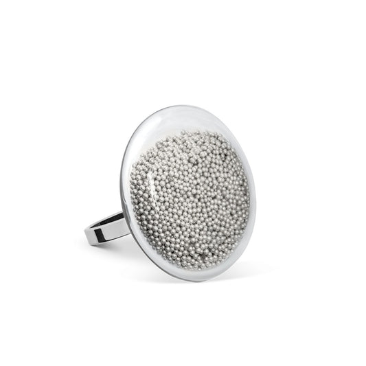 glazen ring mini zilveren kraaltjes Galet - cadeau van Kado in Huis