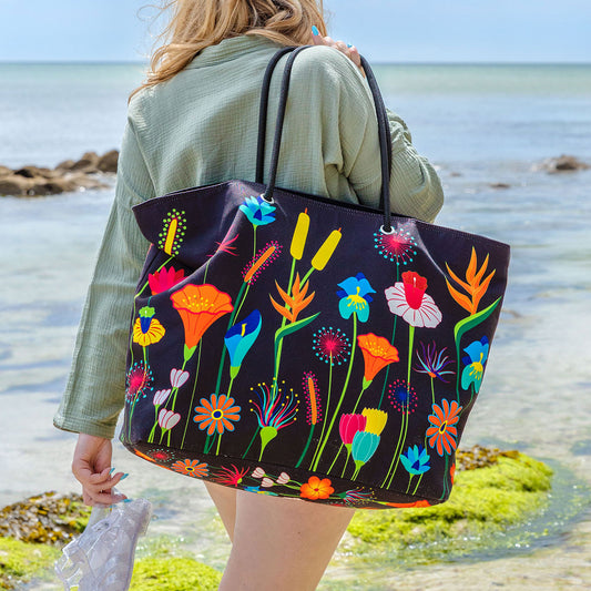 Strandtas groot Jardin Fleuri - cadeau van Kado in Huis