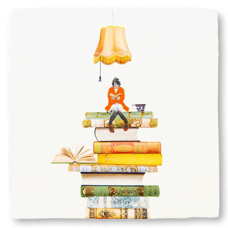 Siertegel Boekenwurm medium - cadeau van Kado in Huis