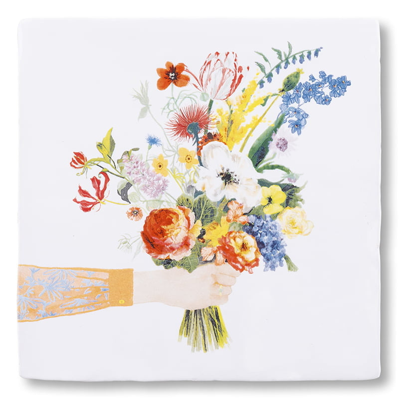 Siertegel Flowers Say it All medium - cadeau van Kado in Huis