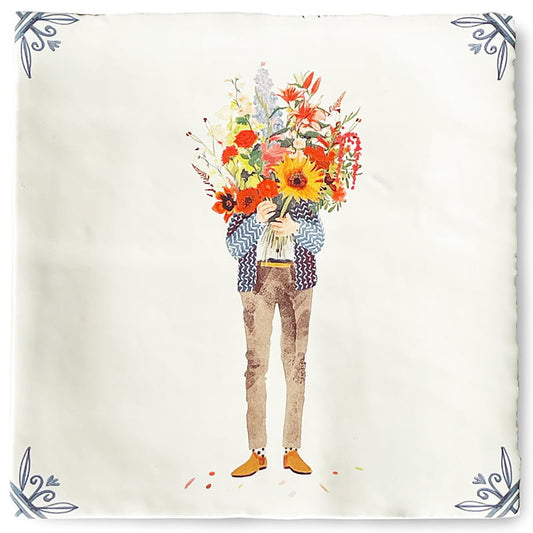 Siertegel All you need is Flowers medium - cadeau van Kado in Huis