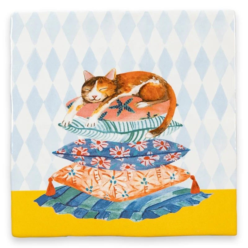 Slaperige kat 10x10 cm - detailfoto 1