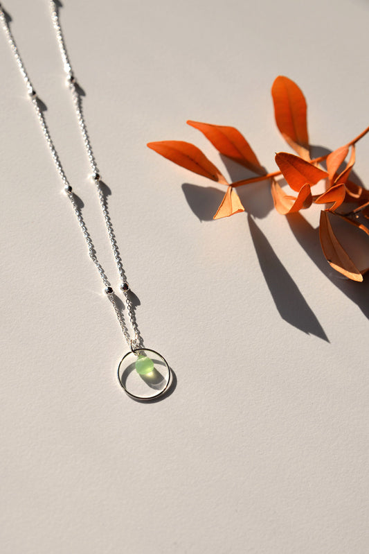 sieraden ketting groen zilver rond - cadeau van Kado in Huis