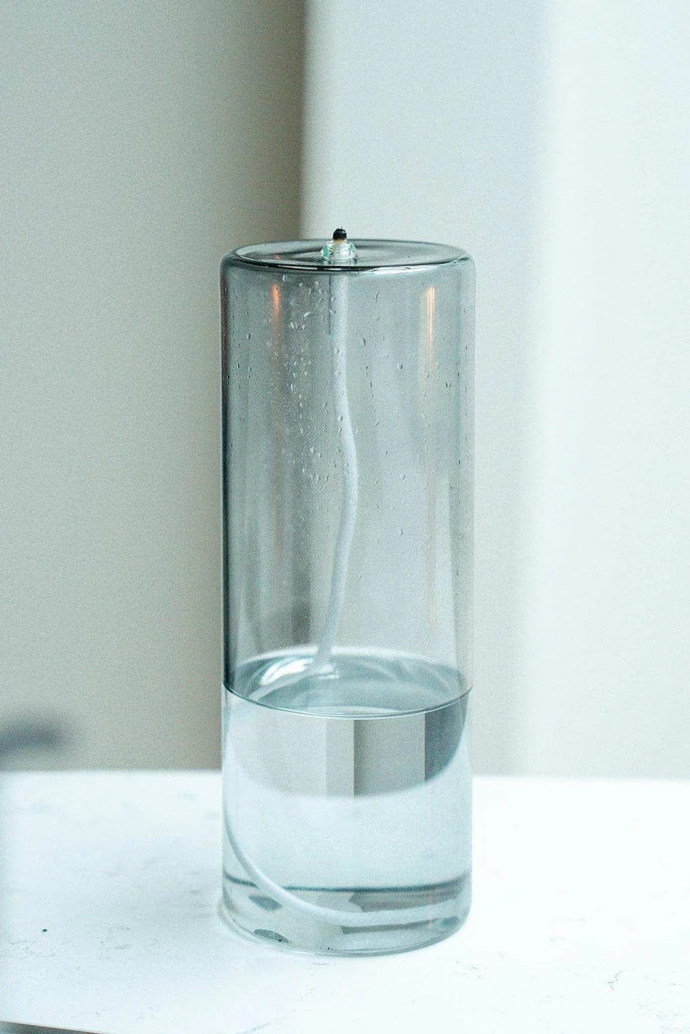 olielampje glas grijs transparant - cadeau van Kado in Huis