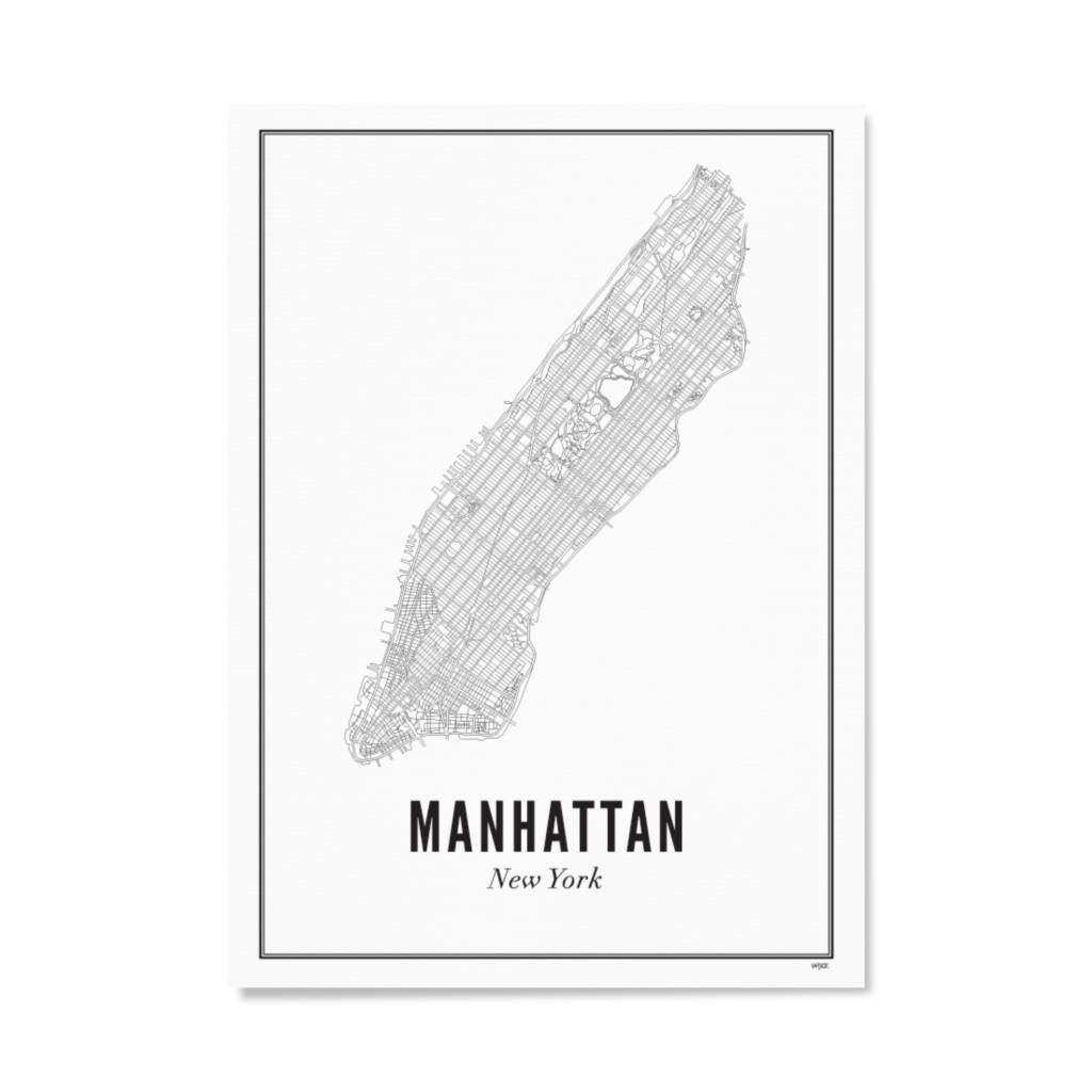 Plattegrond Manhattan New York 40 x 50 cm - cadeau van Kado in Huis