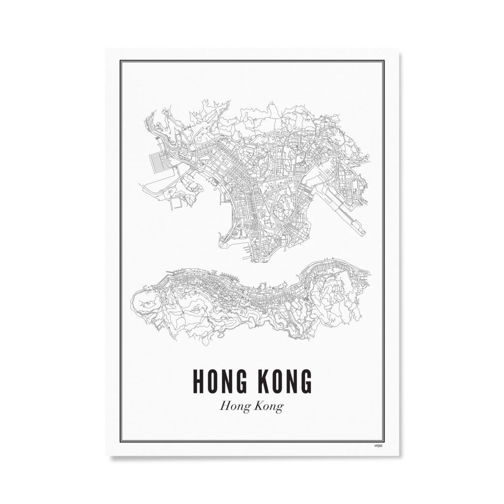 Poster Plattegrond Hong Kong 21 x 30 cm - cadeau van Kado in Huis