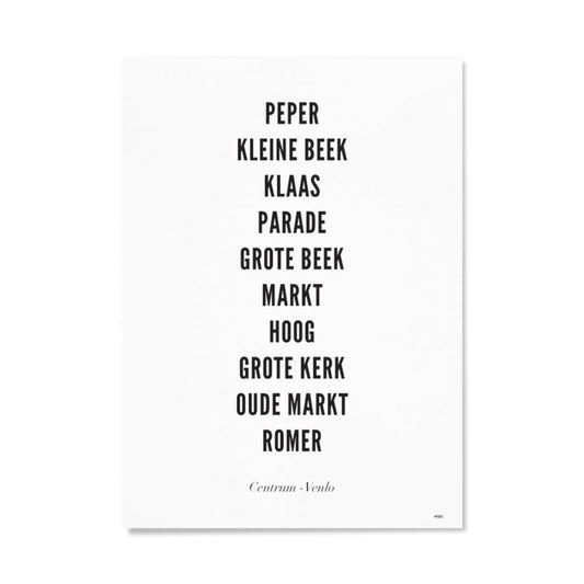 Plattegrond Centrum Venlo 50 x 70 cm - cadeau van Kado in Huis
