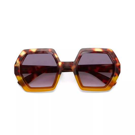 Zonnebril Hexagon Havana Yellow - cadeau van Kado in Huis